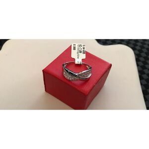 Sterling Silver 1Carat Sim Diamond Crossover Band Ring Sz 9